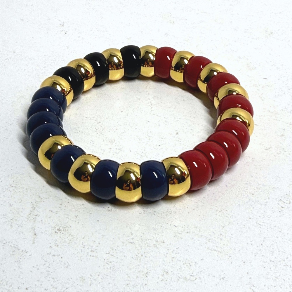 Tuckernuck Nautical Claret Beaded Bradley Bracelet Red Navy Gold NEW‎ - Picture 5 of 5